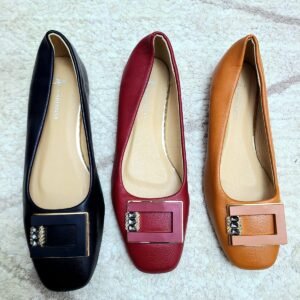 square toe jewel buckle flats